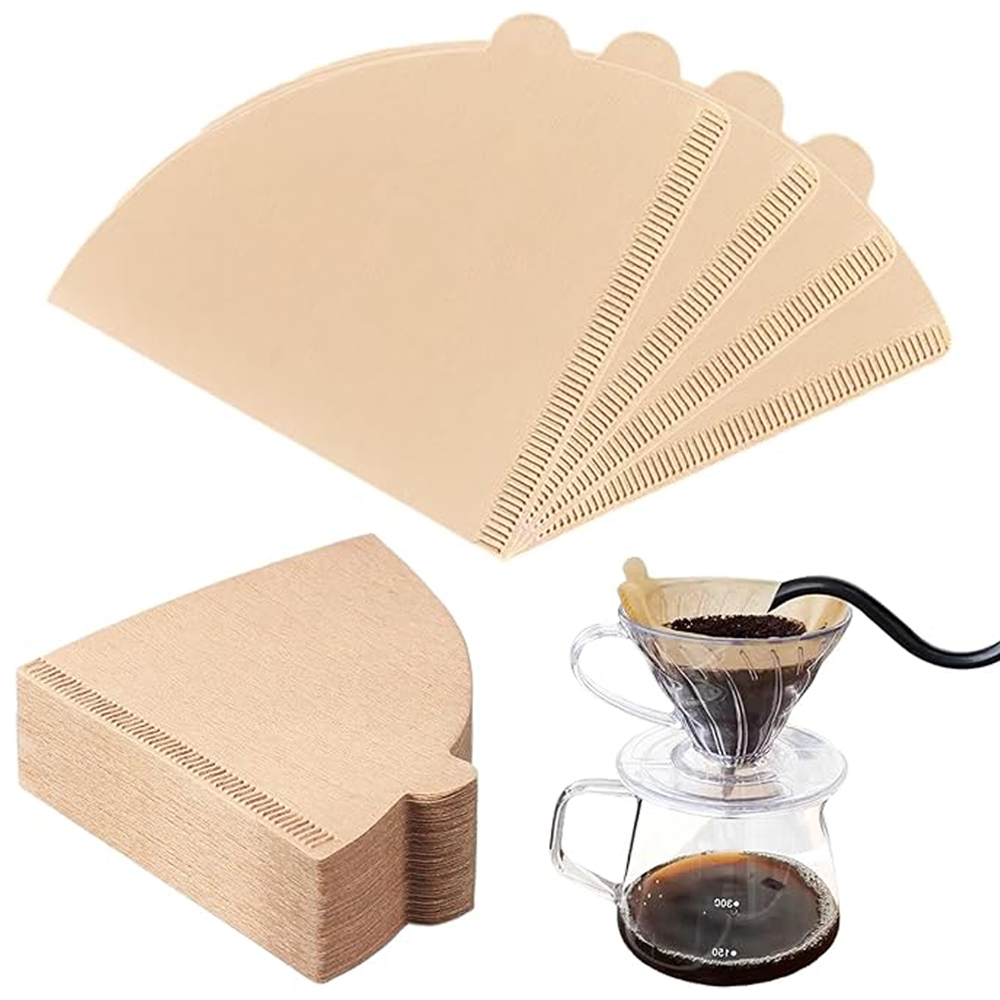 Coffee Equipment Distributor - 100PCS Coffee Filter Paper V-Shaped Wood